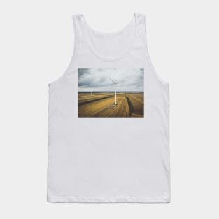 Aerial view of two windmills against cloudy sky Tank Top